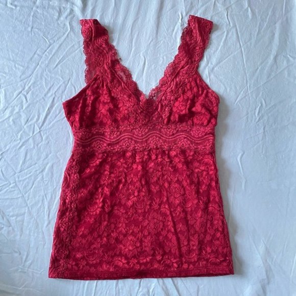 MODA Red Y2K Lace Tank Top - Picture 3 of 7
